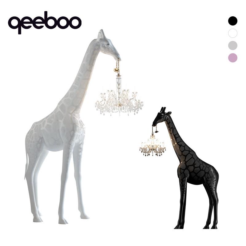 白色意大利创意长颈鹿设计师别墅家居轻奢展厅个性软装氛围落地灯