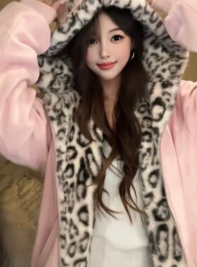 美式复古兔耳保暖连帽卫衣女2025秋冬季新款设计感小众开衫外套潮