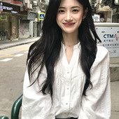 法式 设计感小众小个子防晒外套上衣 25秋新款 慵懒风白色衬衫 女夏季