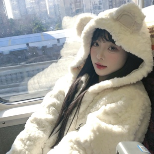 韩系可爱毛绒绒羊羔毛外套女秋冬季高级感小个子宽松百搭短款上衣