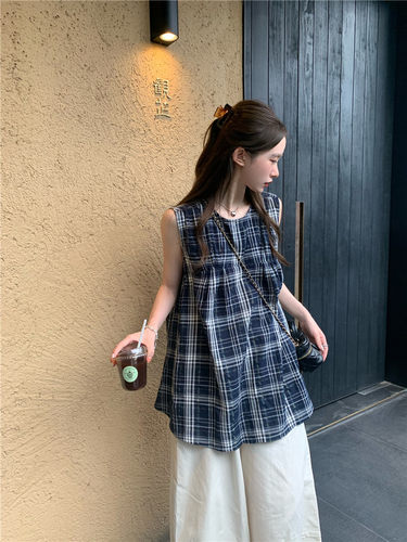 日系宽松甜美可爱百搭格子衬衫