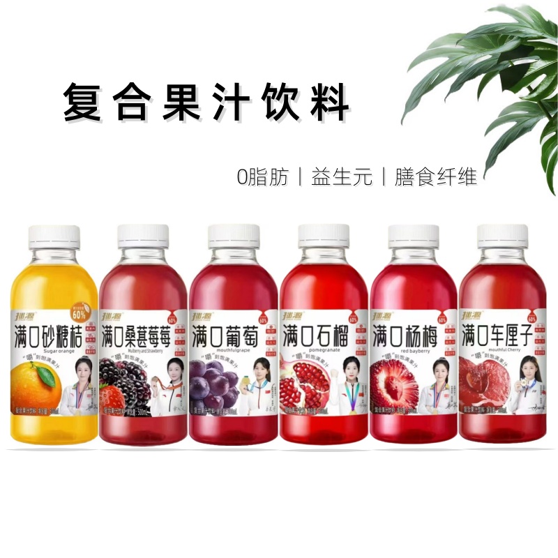 拙源复合果汁饮料500ml满口葡萄车厘子桑葚石榴砂糖橘杨梅味瓶装