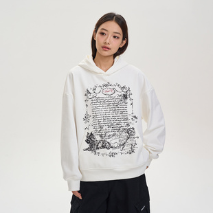 潮牌百搭套头外套 复古轻亚风宽松连帽卫衣春秋季 iSaluteU 美式