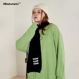 isaluteU纯色基础LOGO织标冬季 保暖围巾情侣潮牌肩生日礼物围脖