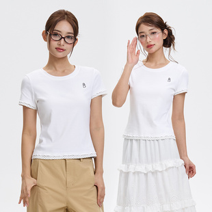 潮流正肩美式 iSaluteU T恤夏季 短袖 上衣T恤 波点假两件圆领修身