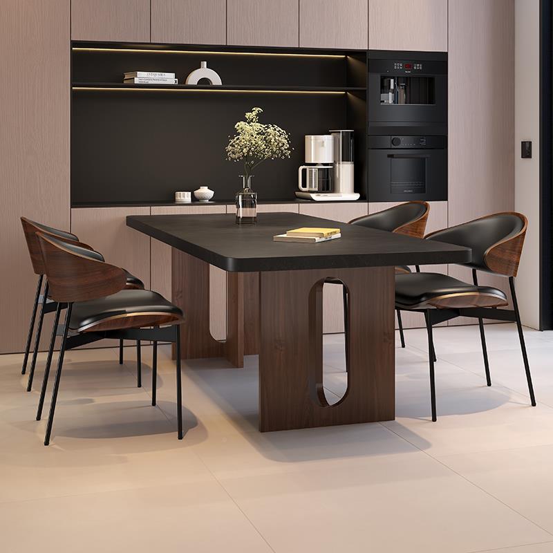 式帅呆岩板型餐桌椅组合现代简约轻奢小户家用长方意极形简吃6887