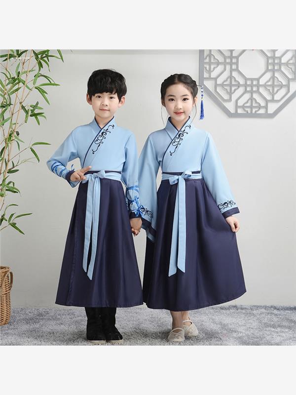 儿童古装汉服男童古风少年开笔礼弟子规三字经典诵读演出服国学服