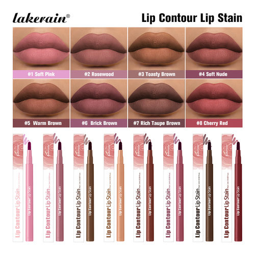 跨境彩妆lakerain双头唇彩唇线笔持妆显色 Lip Contour Lip Stain