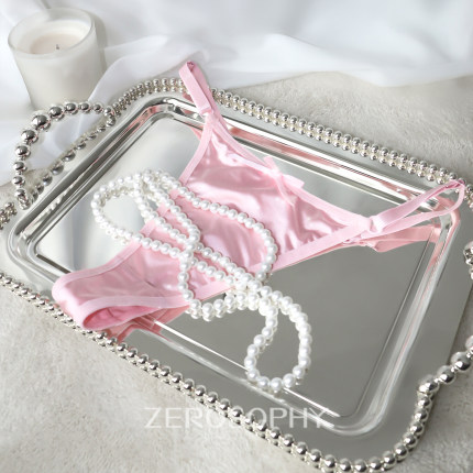 Zerosophy「粉涩」纯欲甜美缎面丁字裤粉色无痕内裤性感t裤女高级