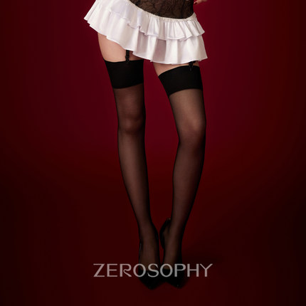 Zerosophy「撩」3D性感超薄长筒袜黑丝过膝袜纯欲宽边防滑白丝袜