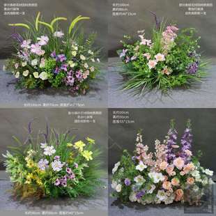 森系婚庆婚礼装 布置 饰地排花艺角花挂花盆花绢花路引花球交车仪式