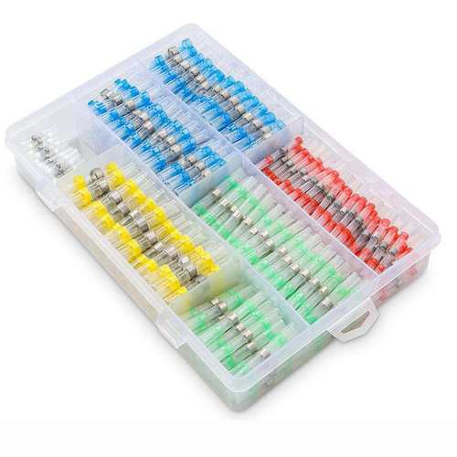 跨境 400PCS 盒装焊锡环热缩对接连接器套件防水绝缘接线端子