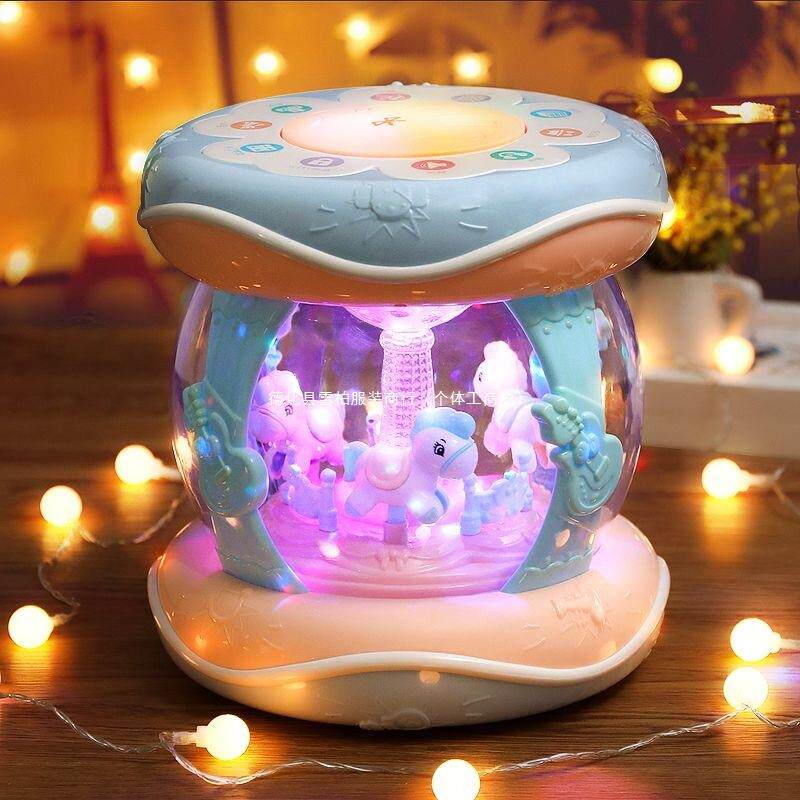 宝宝旋转木马手拍鼓音乐鼓加大号电动拍拍鼓儿童玩具鼓充电鼓早教