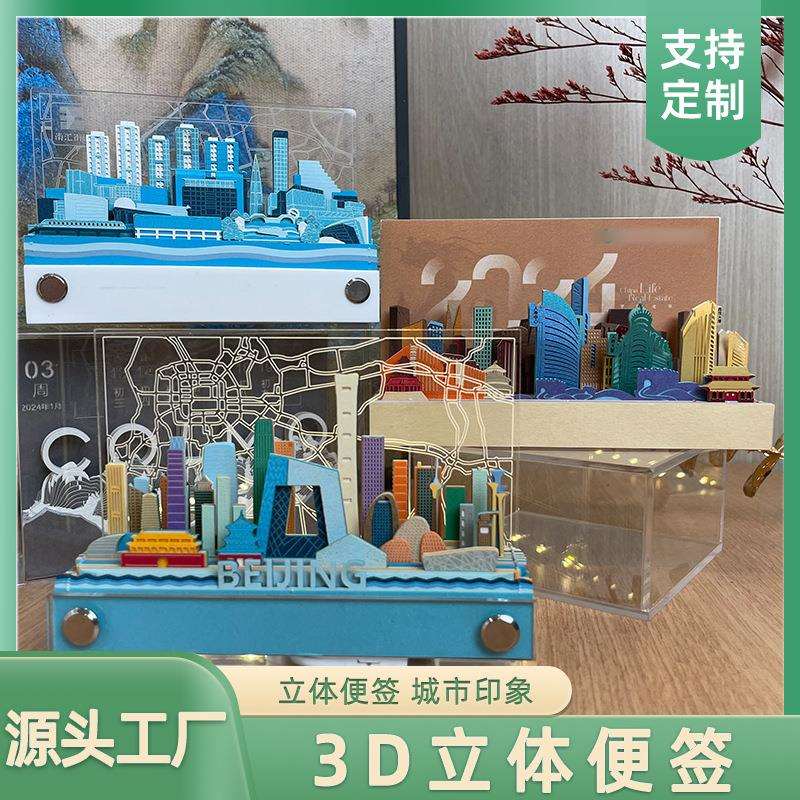 纸雕城市便签3D立体便签桌面城市摆件建筑创意礼品企业纪念礼品