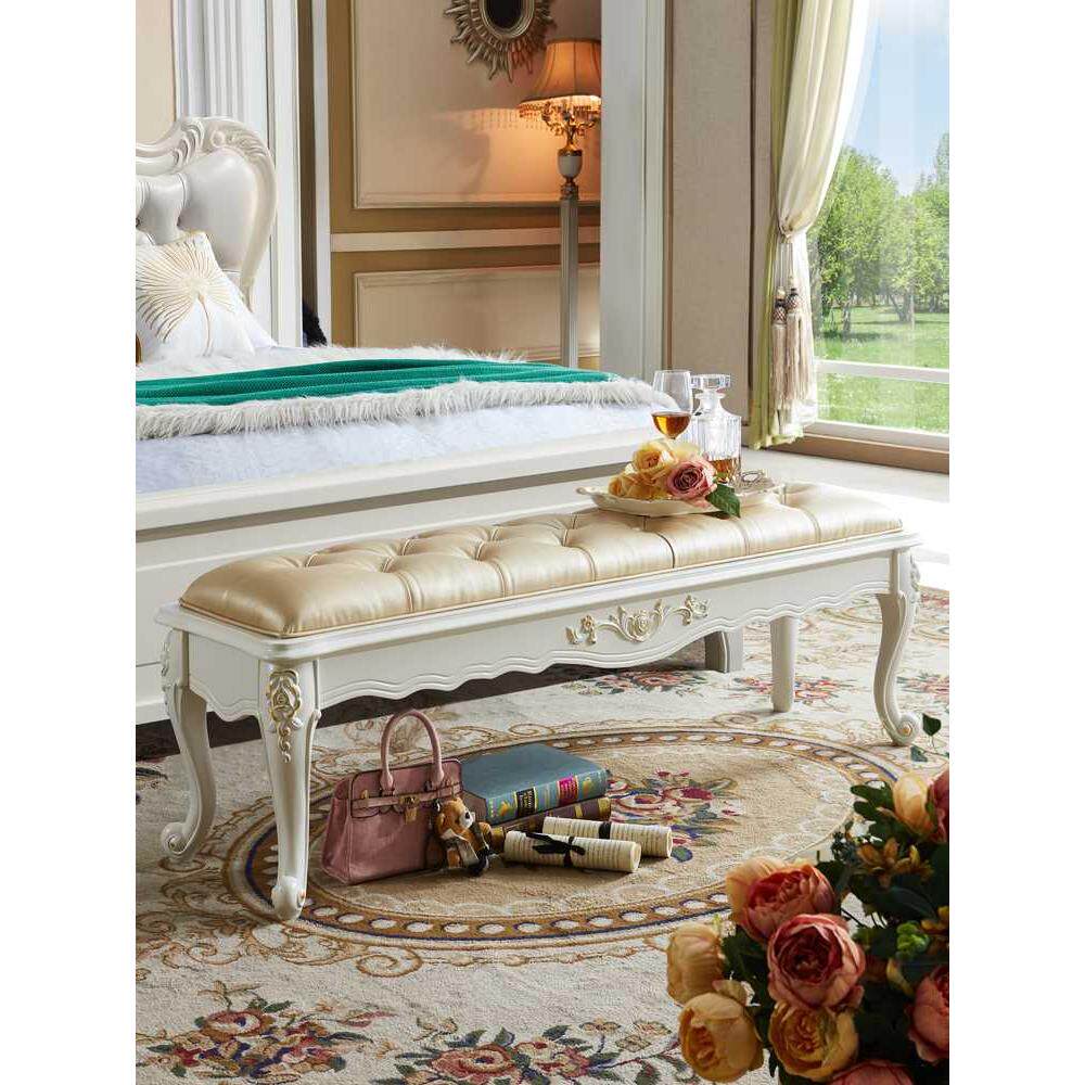 hf2x欧式床尾凳卧室床榻床头凳实木简约轻奢穿鞋凳换鞋凳床边沙发