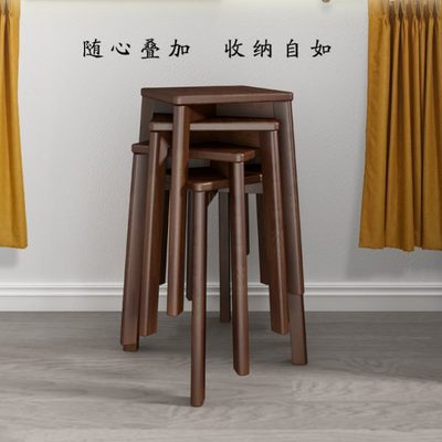 实木圆凳子加固圆凳饭店凳可重叠餐凳学生凳家用小板凳成人凳子