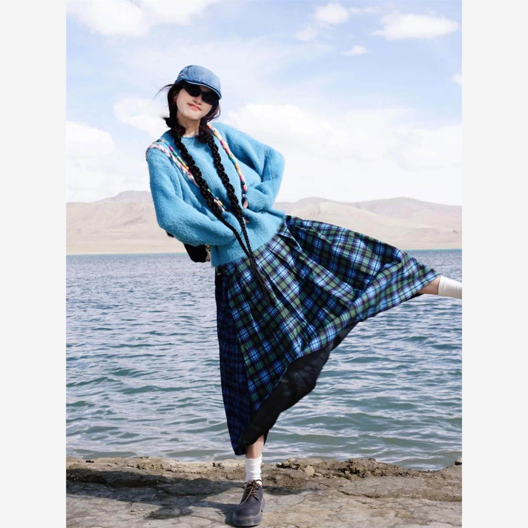 川西北新疆旅游草原穿搭民族风连衣裙子2025新款早秋季一整套女装