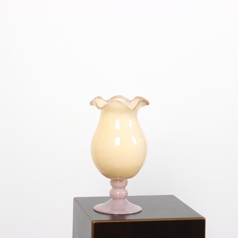 法式玻璃花瓶摆件家居轻奢电视柜复古装饰插花鲜花琉璃中古风灯