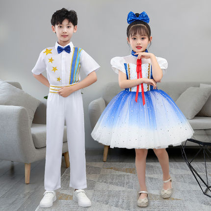 儿童大合唱演出服幼儿舞蹈女童蓬蓬裙中小学生诗歌朗诵比赛表演服