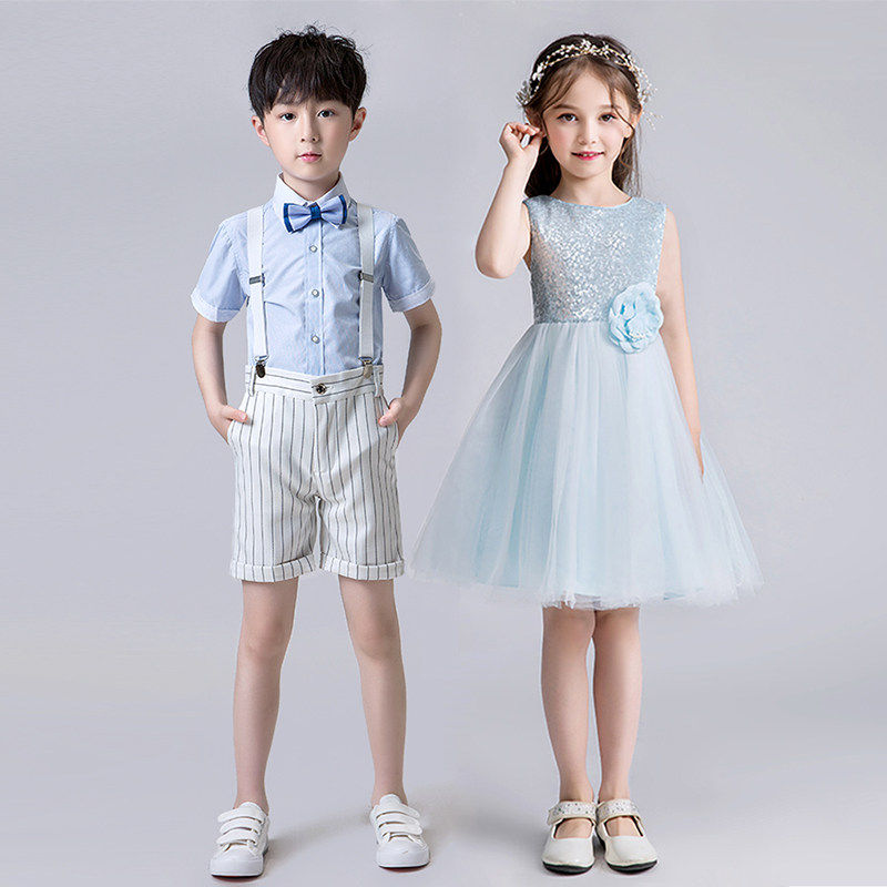 儿童演出服合唱男童主持人礼服女童纱裙幼儿园小学生六一表演服装