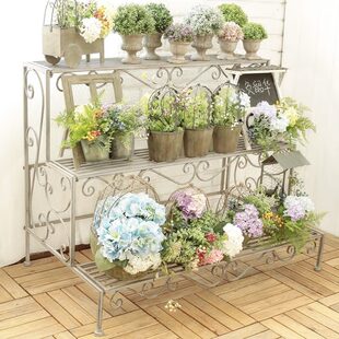 饰 乡村做旧复古铁艺层架 花园家居装 法式 杂货 花架 店铺置物展示