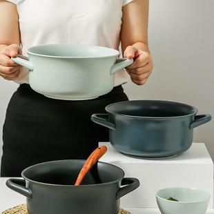 螺蛳粉汤盆搅拌碗 双耳碗大号深汤泡面碗家用餐具北欧莫兰迪陶瓷装
