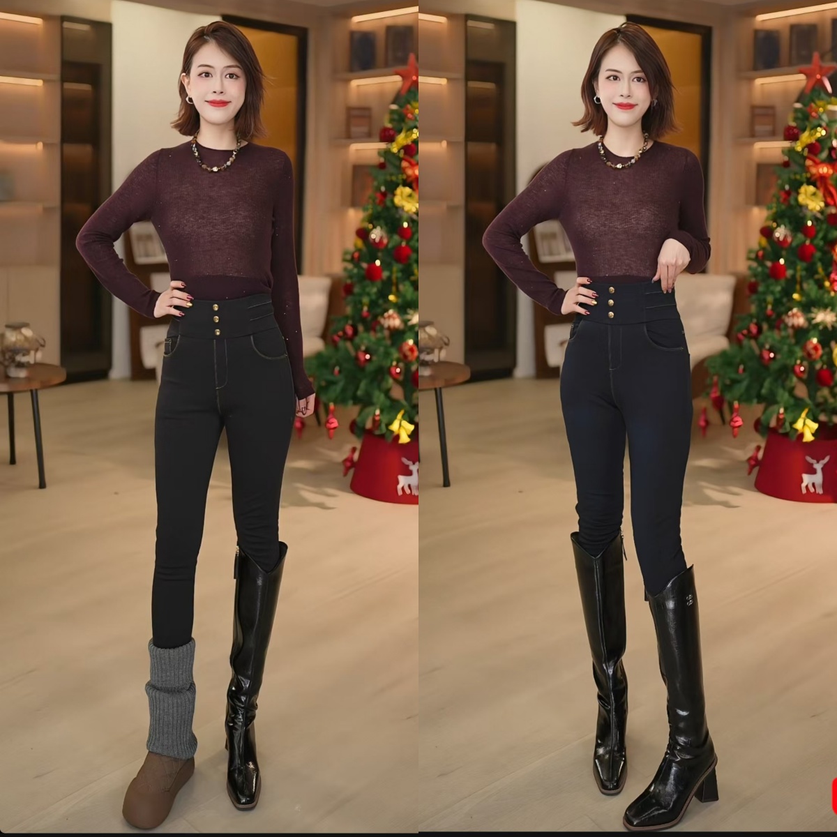 【艾薇严选】MINGSIKA/名斯卡 顶配玩美牛仔鹅绒裤#5AM101-8662