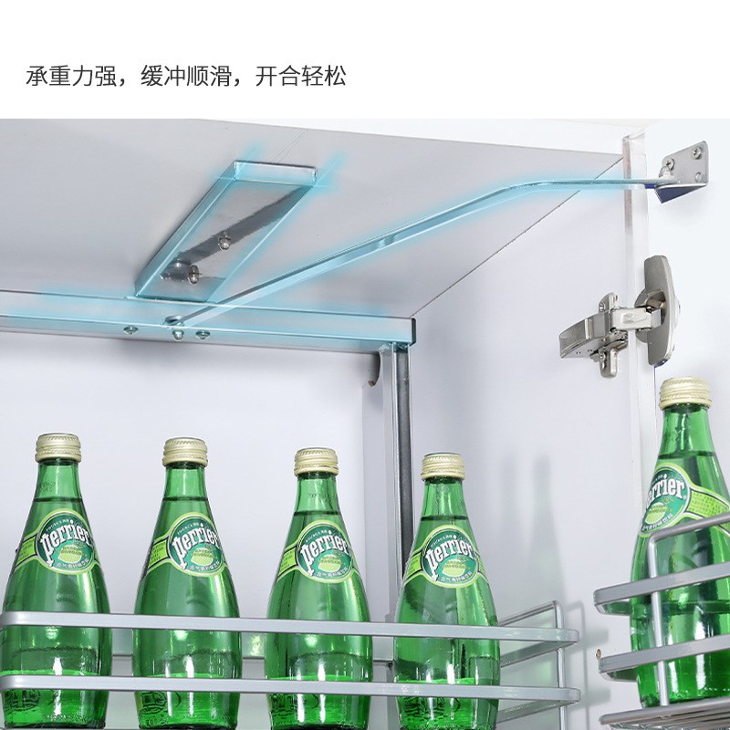 联动拉篮厨房高柜开门式多层大容量可调高度零食收纳储物架