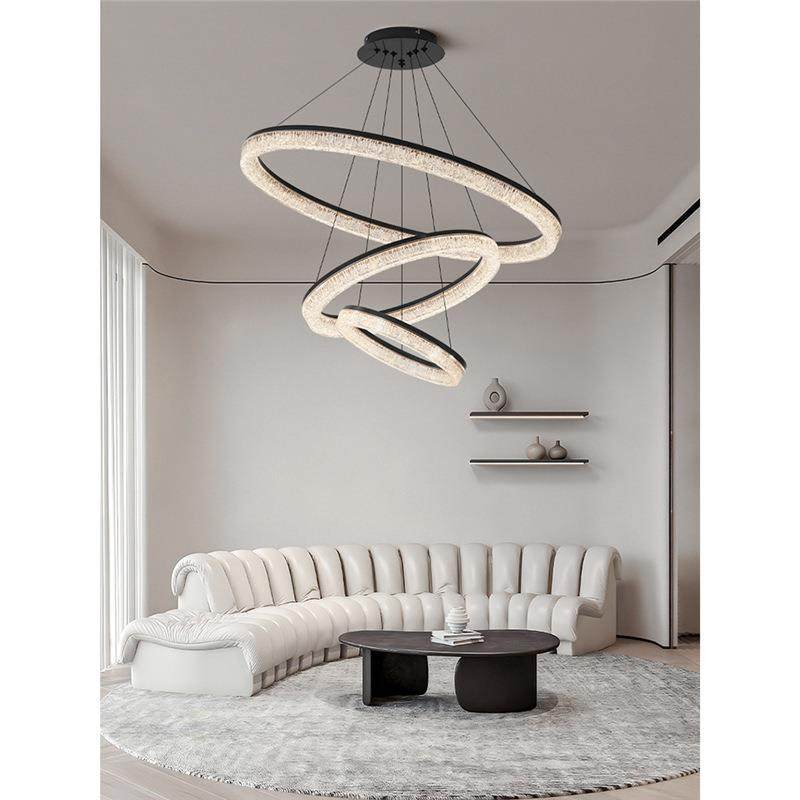 意式极简客厅吊灯现代简约大气轻奢圆环别墅大厅主灯高级感餐厅灯