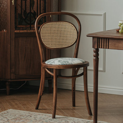 20号餐椅法式简约家用书桌椅日式北欧复古靠背网红藤编椅ton