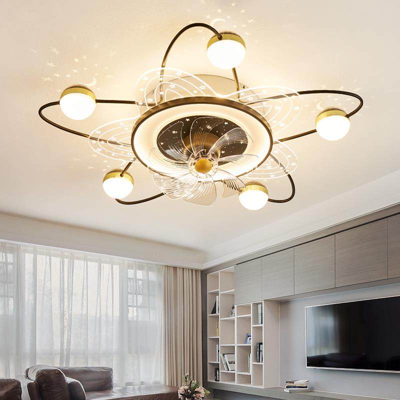 客厅摇头吸顶风扇灯2023新款简约现代轻奢网红星空家用卧室吊扇灯