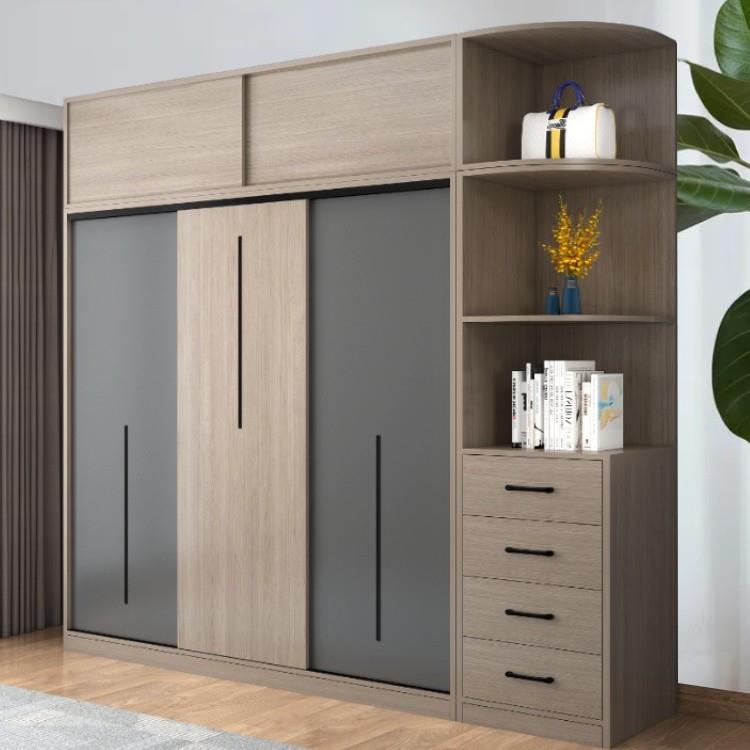 衣柜推拉门深简易衣柜家用卧室出租房用实木质柜子大衣橱