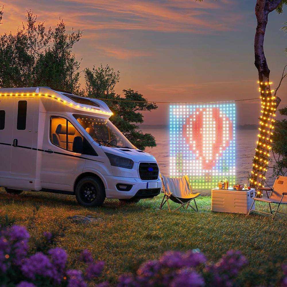 LED窗帘灯带无线遥控客厅卧室氛围灯串屋檐灯防水窗帘屏网格灯串