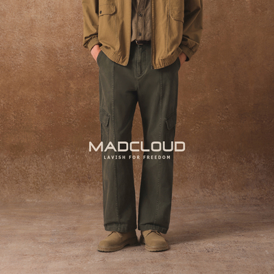 Madcloud做旧休闲裤男工装裤微喇