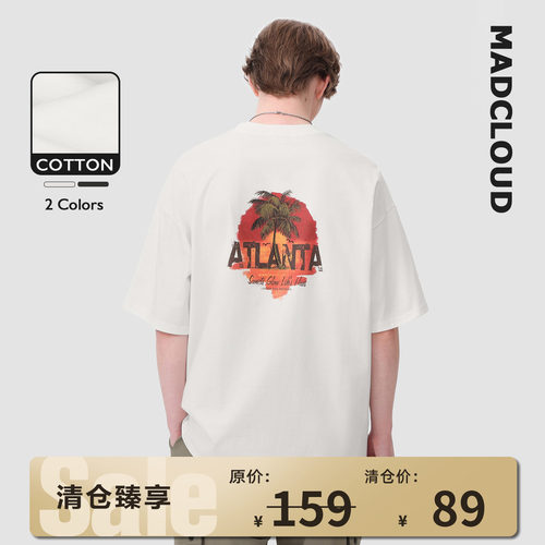 Madcloud美式日落半袖短袖T恤男