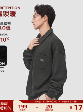 MAD官方 | 迈克罗德 冬季重磅加绒加厚美式潮牌松弛感翻领卫衣男