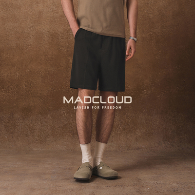 Madcloud薄款针织五分裤短裤男