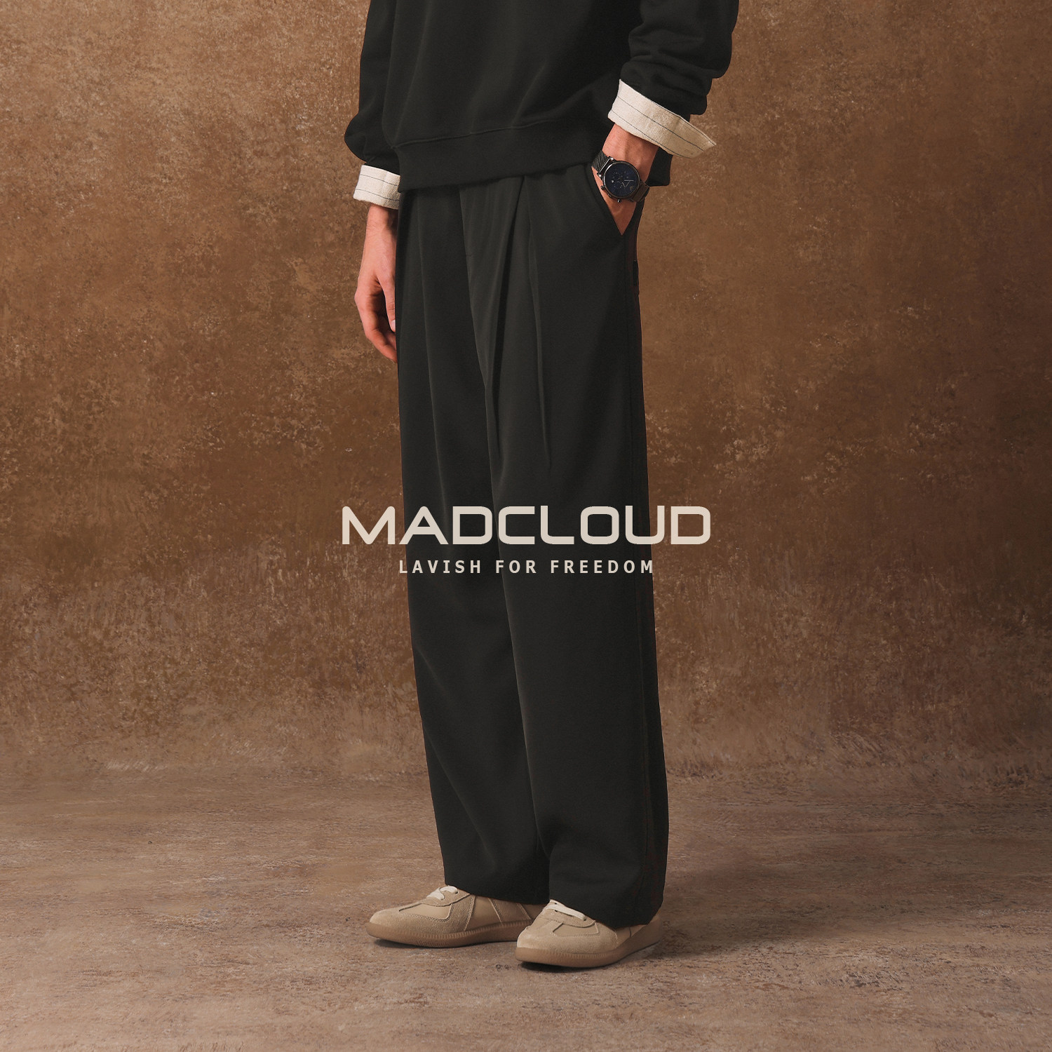 MAD官方 | 高级感老钱风阔腿休闲裤男款垂感小西裤cleanfit松弛感
