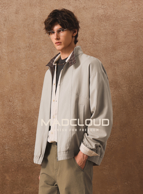 MAD官方 | 美版Vintage老钱风夹克短款外套男复古格子撞色经典款