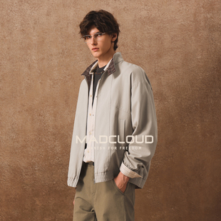 款 MAD官方 外套男复古格子撞色经典 Vintage老钱风夹克短款 美版