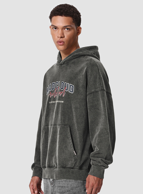 MAD官方 | 迈克罗德 美式重工水洗做旧套头衫春秋帽衫连帽卫衣男