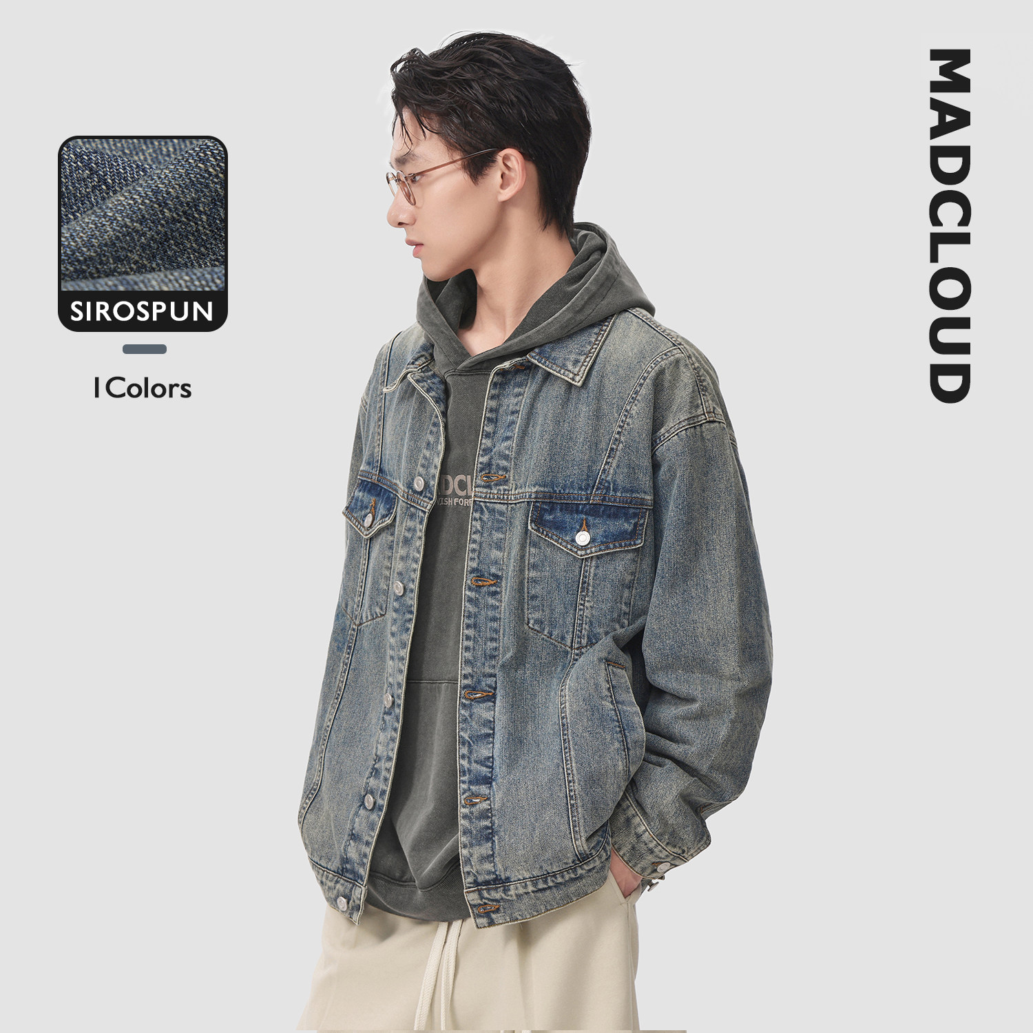 MAD官方 | 迈克罗德 重磅水洗经典色美式休闲春秋夹克牛仔外套男,男装,牛仔外套,淘宝优惠券,粉丝福利购,淘宝优惠卷