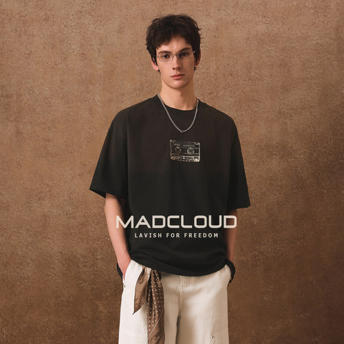 Madcloud吊染做旧夏季短袖T恤男