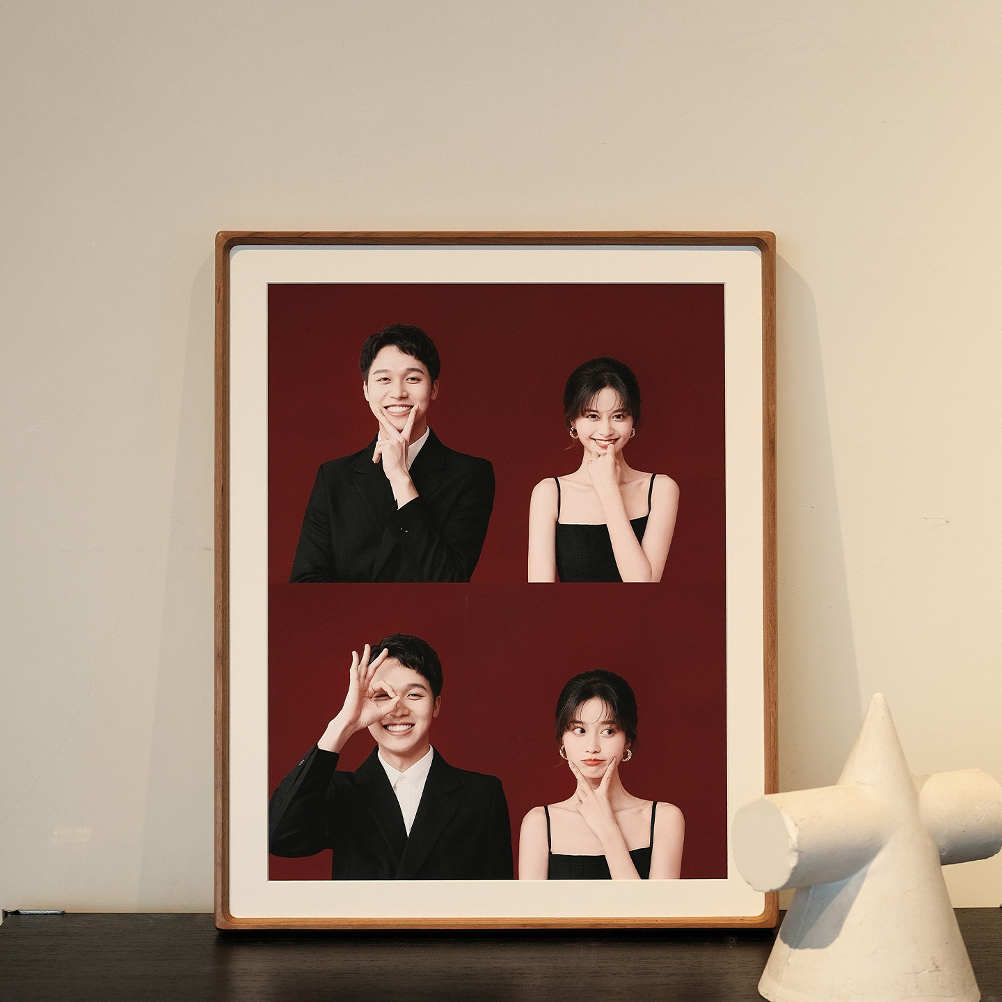 婚纱照相框挂墙定制大尺寸洗照片情侣写真打印装裱高级感实木摆台