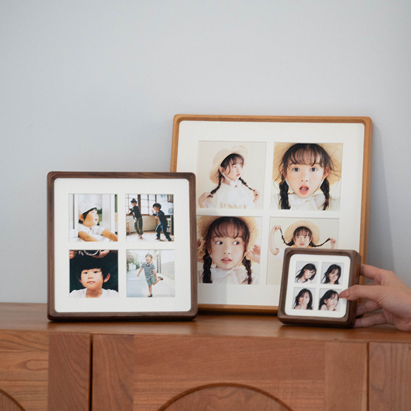 方形相框摆台定制打印高级感宫格胡桃木洗照片实木质儿童宝宝纪念