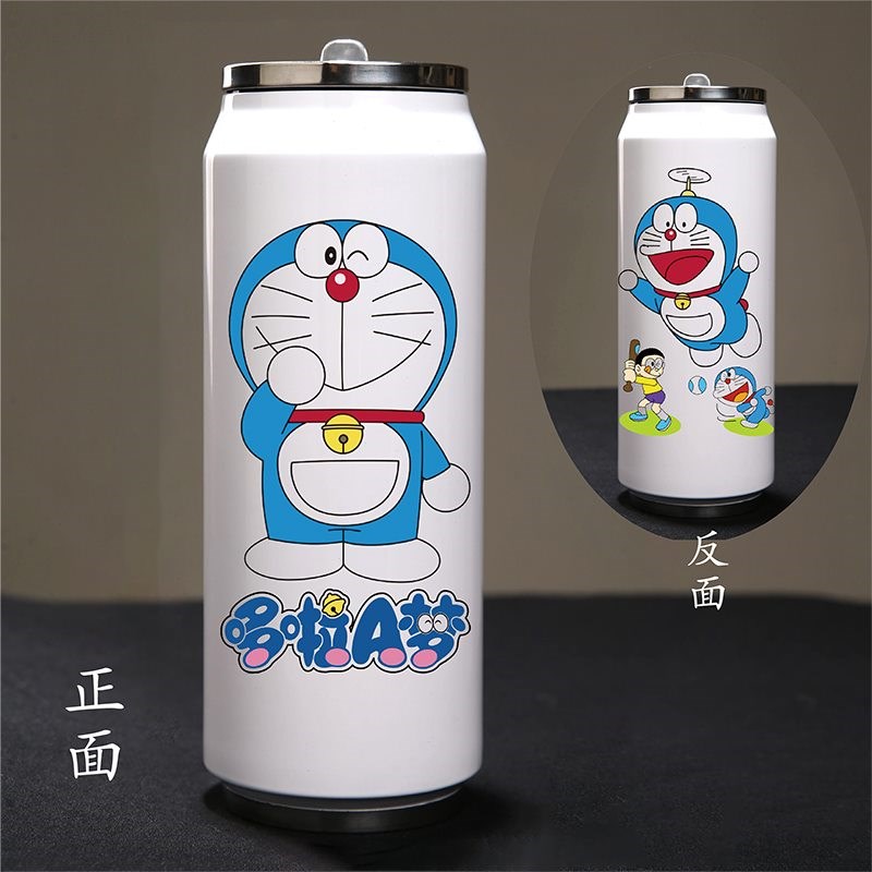 蓝胖子叮当猫哆啦a梦水杯u网红杯子情侣女动漫卡通刻字保温吸管杯