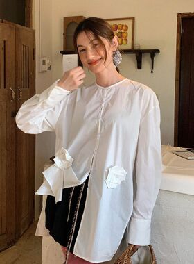 「1.5/春季上新」UNITY MODE 小众设计立体花不规则衬衫女250092