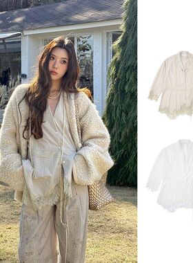 “砂洗天丝面料”25早春不规则廓形设计感衬衫蕾丝拼接宽松上衣女