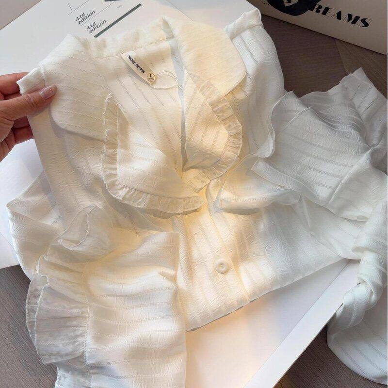 冰丝缎面睡衣女春秋新款高级感甜美翻领淑女气质套装家居服可外穿