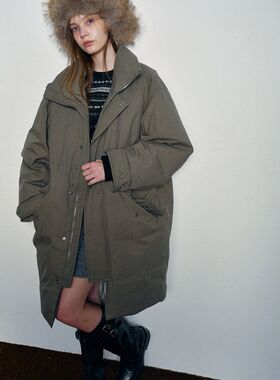 【玳禾】冬季新款休闲复古派克RDS可溯源90白鸭绒长款羽绒服V9539